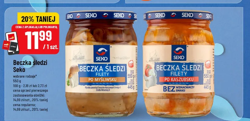 Beczka śledzi filety po kaszubsku Seko promocja w POLOmarket