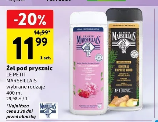 Żel pod prysznic Le Petit Marseillais Framboise & Pivoine promocja w Intermarche