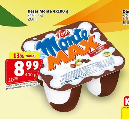 Deser mleczny Zott Monte MAX promocja w Prim Market