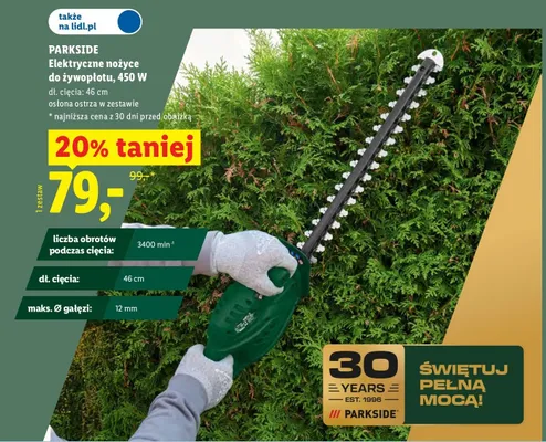 Elektryczne nożyce do żywopłotu Parkside promocja w Lidl
