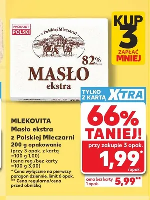 Masło ekstra z Polskiej Mleczarni Mlekovita promocja w Kaufland