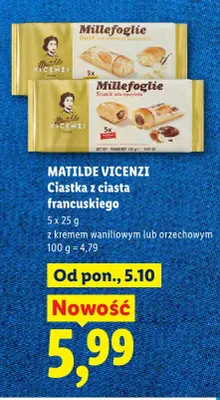 Ciastka z ciasta francuskiego z kremem waniliowym Matilde Vicenzi 5-pak promocja w Lidl