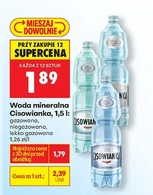 Woda mineralna gazowana promocja w Biedronka