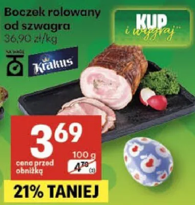 Boczek rolowany od szwagra promocja w Delikatesy Centrum