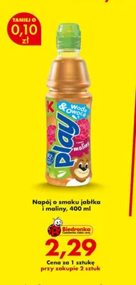 Napój o smaku jabłka i maliny Kubuś Play promocja w Biedronka