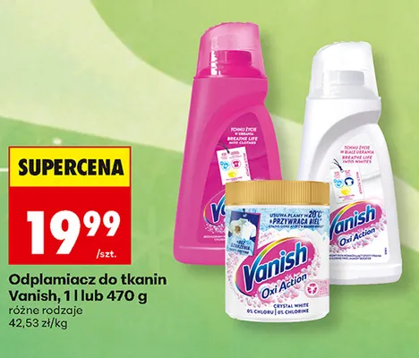 Odplamiacz do tkanin Vanish 1 l promocja w Biedronka