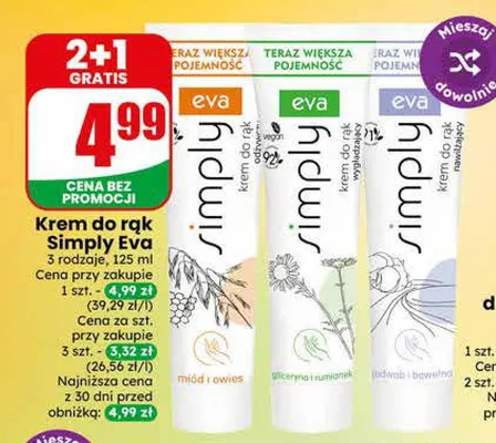 Krem do rąk Eva Simply jedwab i bawełna promocja w Dino