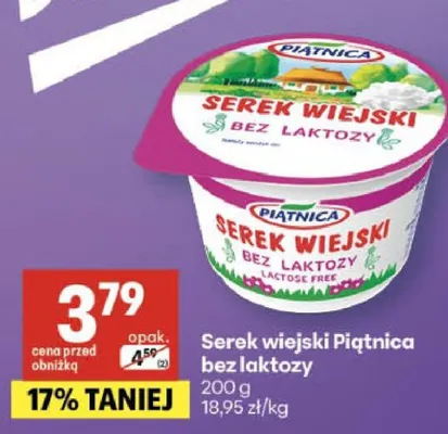 Serek wiejski bez laktozy promocja w Delikatesy Centrum