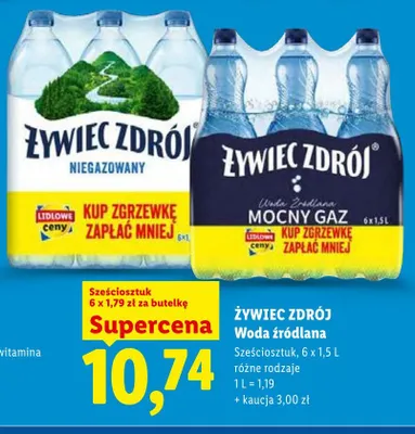 Woda źródlana Żywiec Zdrój 6-pak promocja w Lidl