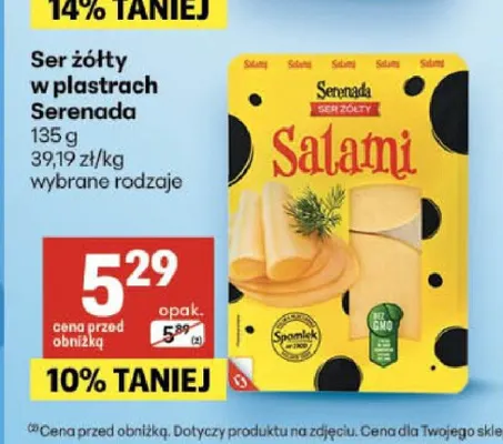 Ser żółty w plastrach Serenada promocja w Delikatesy Centrum