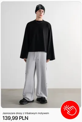 Jasnoszare dresy z tribalowym motywem Cropp promocja w Cropp
