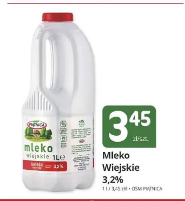 Mleko Wiejskie Piątnica 3,2% promocja w Marketvita