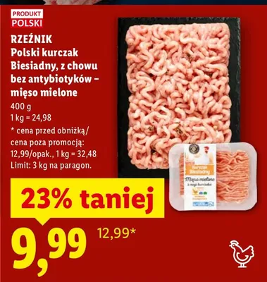 Polski kurczak Biesiadny, z chowu bez antybiotyków - mięso mielone promocja w Lidl