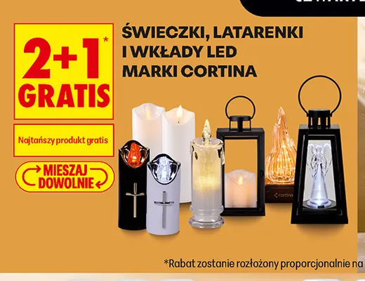 Świeczki, latarenki i wkłady LED Cortina promocja w Biedronka