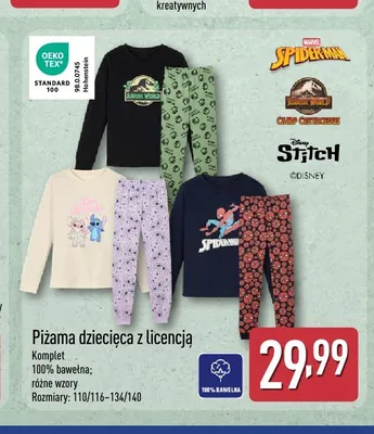 Piżama dziecięca Spider-Man promocja w Aldi
