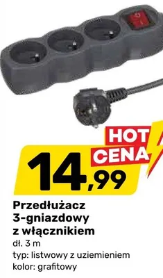 Przedłużacz 3-gniazdowy z włącznikiem promocja w Bricomarche