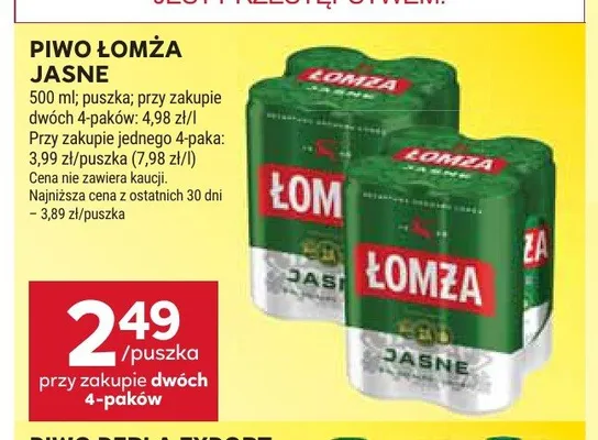 Piwo Łomża Jasne 4-pak promocja w Stokrotka