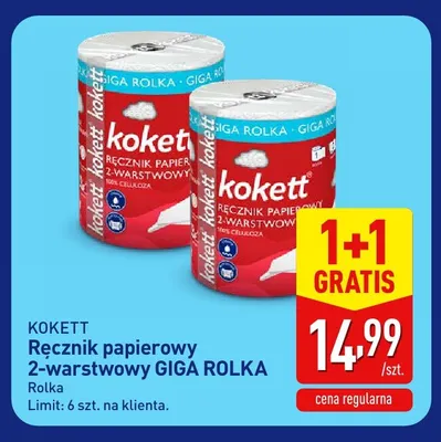 Ręcznik papierowy 2-warstwowy Giga Rolka Kokett promocja w Aldi