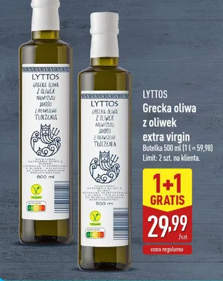 Grecka oliwa z oliwek extra virgin Lyttos promocja w Aldi