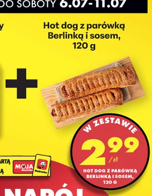 Hot dog z parówką Berlinką i sosem promocja w Biedronka