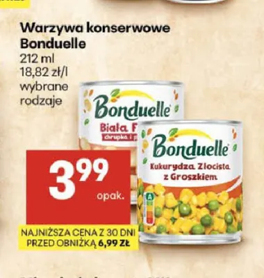 Warzywa konserwowe Bonduelle kukurydza złocista z groszkiem promocja w Delikatesy Centrum
