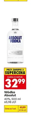 Wódka Absolut 40% promocja w Biedronka