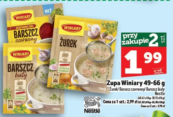 Zupa Winiary 49-66g Żurek Barszcz czerwony Barszcz biały Nestle promocja w TOPAZ