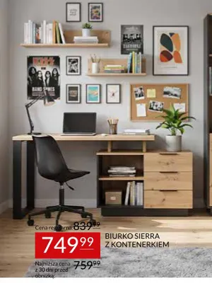 Biurko z kontenerkiem Sierra promocja w Abra Meble