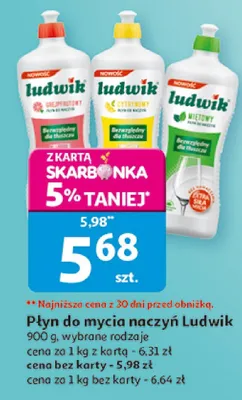 Płyn do mycia naczyń Ludwik, 900 g, wybrane rodzaje promocja w Auchan