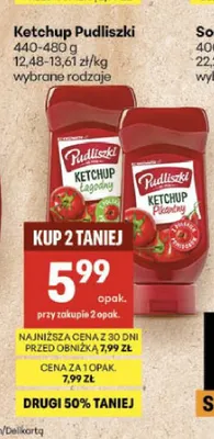 Ketchup Pudliszki promocja w Delikatesy Centrum