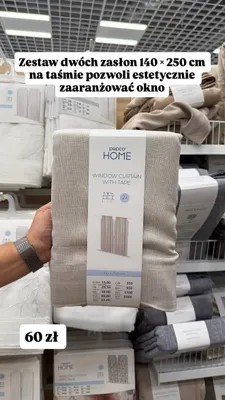 Zestaw dwóch zasłon na taśmie Pepco Home promocja w Pepco