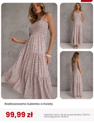 Sukienka rozkloszowana w kwiaty Renee promocja w Renee