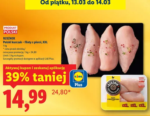 Filety z piersi kurczak polski XXL promocja w Lidl