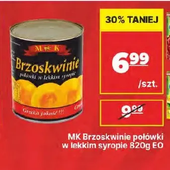 Brzoskwinie połówki w lekkim syropie MK promocja w API Market