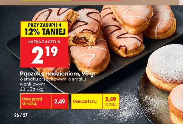 Pączek z nadzieniem o smaku waniliowym promocja w Biedronka