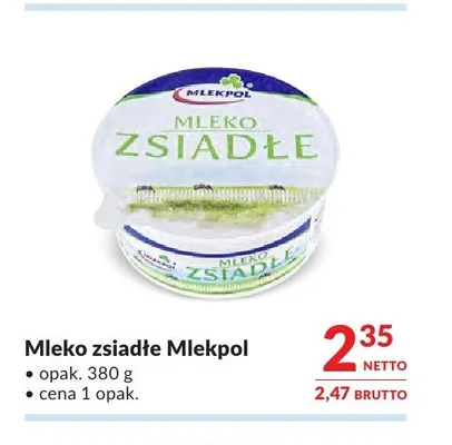 Mleko zsiadłe Mlekpol promocja w Makro