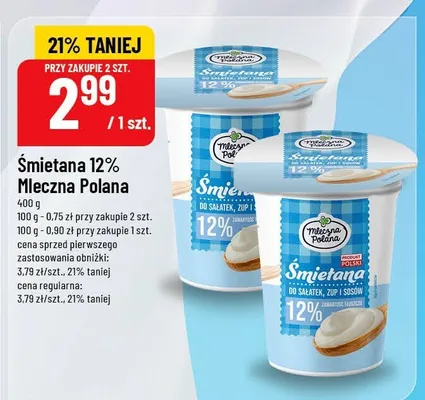 Śmietana 12% promocja w POLOmarket