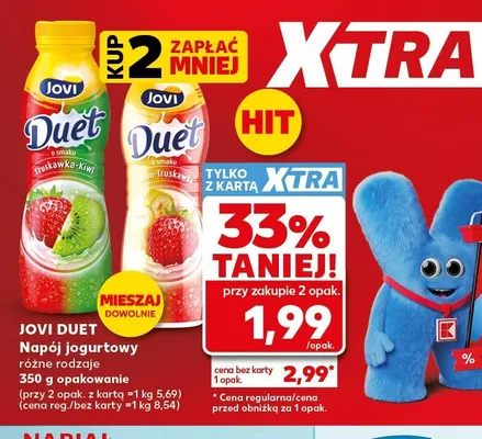 Napój jogurtowy JOVI DUET o smaku Banan-Truskawka promocja w Kaufland