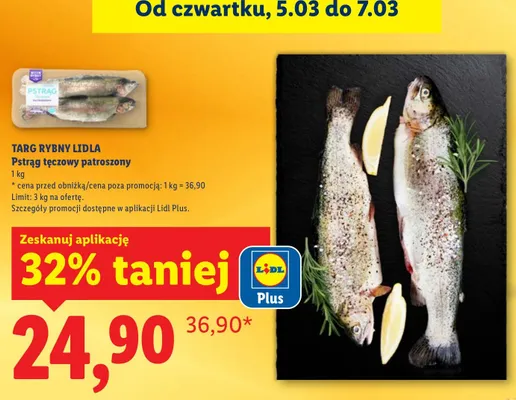 Pstrąg tęczowy patroszony promocja w Lidl