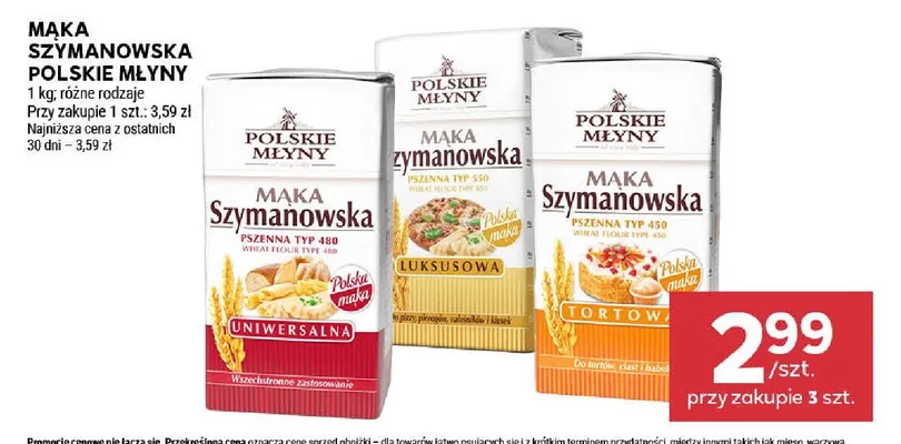 Mąka Szymanowska uniwersalna typ 480 Polskie Młyny promocja w Stokrotka