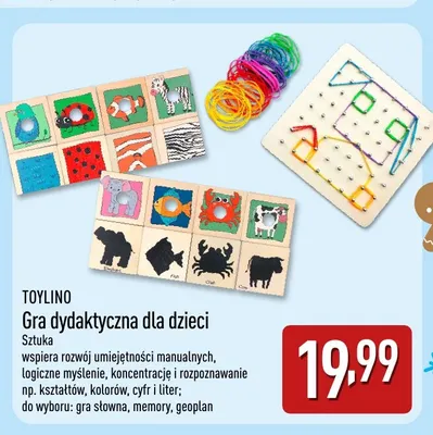 Gra dydaktyczna dla dzieci geoplan Toylino promocja w Aldi