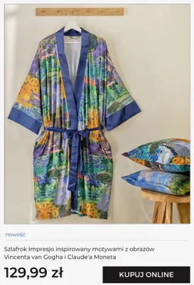 Szlafrok home & you Impresjo inspirowany motywami z obrazów Vincenta van Gogha i Claude'a Moneta promocja w home&you