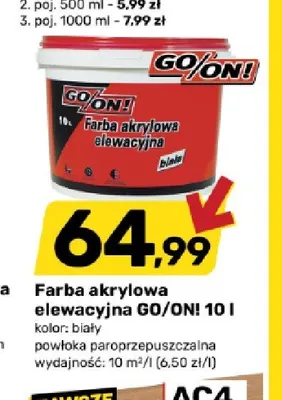 Farba akrylowa elewacyjna GO/ON! 10 l promocja w Bricomarche