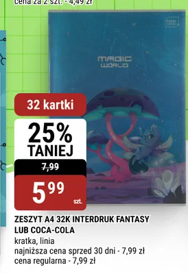Zeszyt A4 32 kartek Interdruk Coca-Cola promocja w bi1