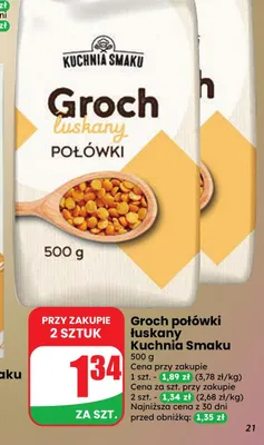 Groch połówki łuskany Kuchnia Smaku promocja w Dino