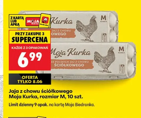 Jaja z chowu ściółkowego Moja Kurka rozmiar M promocja w Biedronka