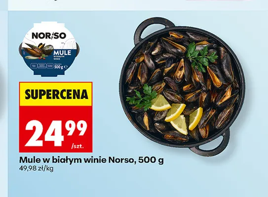 Mule w białym winie Norso promocja w Biedronka