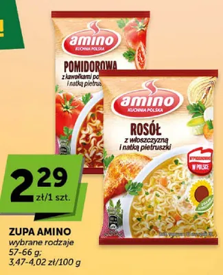 Zupa Amino pomidorowa z kawałkami pomidorów i natką pietruszki promocja w Euro Sklep