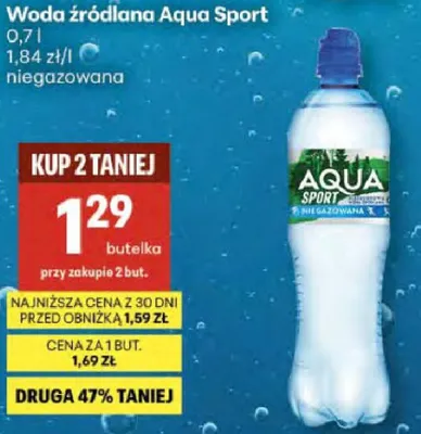 Woda źródlana Aqua Sport niegazowana promocja w Delikatesy Centrum