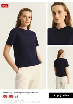 T-shirt damski bawełniany Greenpoint granatowy promocja w Greenpoint